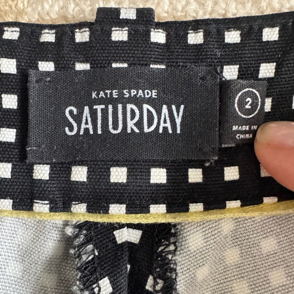 Kate Spade Saturday Polka Dot Ankle Pants Slim Stretch Office Black White 2 - Picture 4 of 5